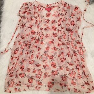 Elle Blush Pink & Red Flower Petal Print Blouse